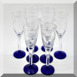 G74 and G75. Two sets of 4 etched cordials with cobalt feet. - $12 each set. 
